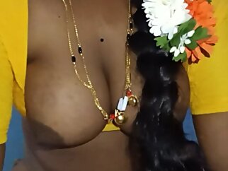 Telugu Satin Saree Aunty