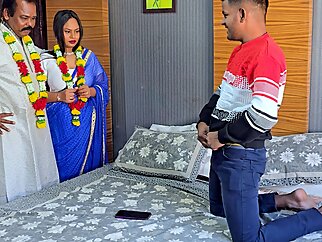 Indian Real Sex, Husband & Wife & stepSon, Threesome Hardcore Sex milf mom sex