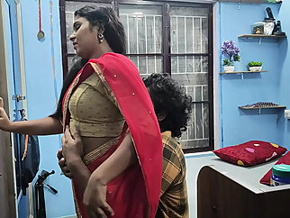 Mallu girl hot red half saree romance XXX sex with boy friend