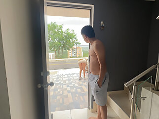 How sexy my big ass Indian stepsister looks sweeping the porch of the house without underwear, I get horny to see her XXX I end up fucking her